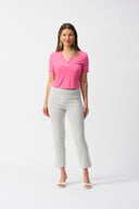 Joseph Ribkoff White/Black Jacquard Abstract Print Crop Pants Style 251281