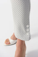 Joseph Ribkoff White/Black Jacquard Abstract Print Crop Pants Style 251281