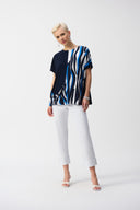 Joseph Ribkoff Vanilla/Multi Geometric Print Boxy Top Style 251285