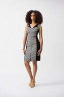 Joseph Ribkoff White/Black Geometric Print Sheath Dress Style 251292