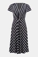 Joseph Ribkoff Midnight Blue/Vanilla Stripe Fit and Flare Dress Style 251295X