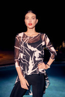 Frank Lyman Black/Off-White High-Low Top Style 251344