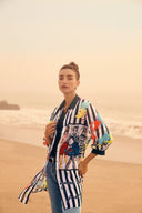 Frank Lyman Black/Orange Casual Print Long Shirt Style 251516