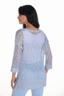 Frank Lyman Light Blue Open Stitch Sweater with Sequins Style 251522