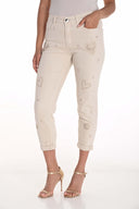 Frank Lyman Slim Cropped Jeans With Embellishments Style 251527