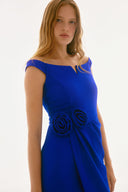 Joseph Ribkoff Royal Sapphire Off Shoulder Sheath Dress Style 251704