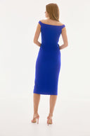 Joseph Ribkoff Royal Sapphire Off Shoulder Sheath Dress Style 251704