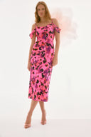 Joseph Ribkoff Black/Multi Floral Sheath Dress with Cold Shoulder Style 251737