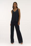 Joseph Ribkoff Satin Sleeveless Top with Rhinestone Trim Style 251741