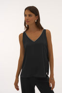 Joseph Ribkoff Satin Sleeveless Top with Rhinestone Trim Style 251741