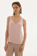 Joseph Ribkoff Satin Sleeveless Top with Rhinestone Trim Style 251741