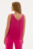 Joseph Ribkoff Satin Sleeveless Top with Rhinestone Trim Style 251741
