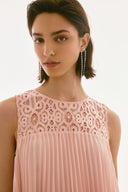 Joseph Ribkoff Chiffon & Lace Sleeveless Pleated Dress Style 251767