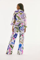Joseph Ribkoff Off-White/Multi Shadow Stripe Floral Print Trapeze Jacket Style 251776