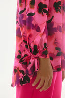 Joseph Ribkoff Black/Multi Satin Floral Print Off-Shoulder Top Style 251784
