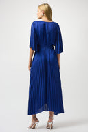 Joseph Ribkoff Royal Sapphire Pleated Satin Midi Dress Style 251903F25