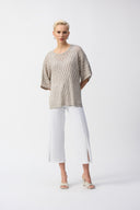 Joseph Ribkoff Champagne Sequined Pullover Style 251928