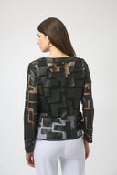 Joseph Ribkoff Mesh & Leatherette Fitted Jacket Style 251932