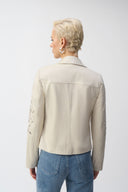 Joseph Ribkoff Foiled Faux-Suede Moto Jacket Style 251936