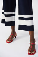 Joseph Ribkoff Midnight Blue/Vanilla Placement Stripe Sweater Knit Culotte Style 251945