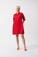 Joseph Ribkoff Radiant Red Button-Front Shirt Dress Style 251947