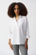 Joseph Ribkoff Poplin Boxy Shirt With Overlapping V-Neck Style 251948