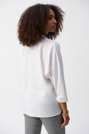 Joseph Ribkoff Poplin Boxy Shirt With Overlapping V-Neck Style 251948