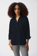 Joseph Ribkoff Poplin Boxy Shirt With Overlapping V-Neck Style 251948