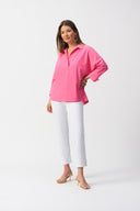 Joseph Ribkoff Poplin Boxy Shirt With Overlapping V-Neck Style 251948