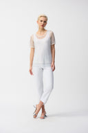 Joseph Ribkoff Two-Piece Rhinestone Mesh Top And Camisole Style 251951