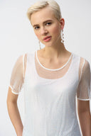 Joseph Ribkoff Two-Piece Rhinestone Mesh Top And Camisole Style 251951