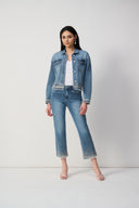 Joseph Ribkoff Vintage Blue Straight Fit Crop Stretch Jeans Style 251956