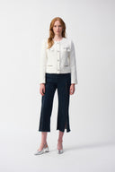 Joseph Ribkoff Winter White Bouclé Jacket with Chain Detail Style 251972