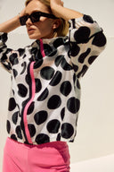 Joseph Ribkoff White/Black Jacquard Dot Boxy Jacket Style 251123