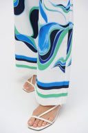 Joseph Ribkoff Vanilla/Multi  Woven Abstract Print Wide-Leg Pants Style 252084