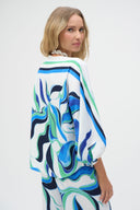Joseph Ribkoff Vanilla/Multi Woven Abstract Print Boxy Top Style 252085