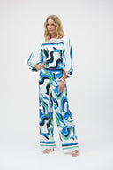 Joseph Ribkoff Vanilla/Multi Woven Abstract Print Boxy Top Style 252085