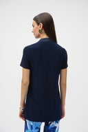 Joseph Ribkoff Midnight Blue Straight Top With Satin Scarf Style 252100