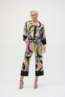 Joseph Ribkoff Black/Multi Silky Knit Retro Print Crop Pants 252107