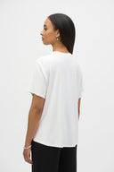 Joseph Ribkoff Vanilla Jersey And Seersucker Asymmetrical Top Style 252117