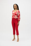 Joseph Ribkoff Radiant Red Pull-On Capri Pants Style 252121