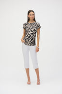 Joseph Ribkoff Beige/Black Animal Print Fitted Top Style 252125