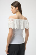 Joseph Ribkoff Eyelet Lace Off-Shoulder Top Style 252134