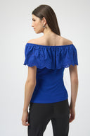 Joseph Ribkoff Eyelet Lace Off-Shoulder Top Style 252134