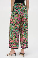 Joseph Ribkoff Black/Multi Woven Paisley Print Wide-Leg Pants Style 252142