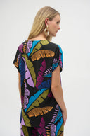 Joseph Ribkoff Black/Multi Gauze Tropical Print Boxy Top Style 252148