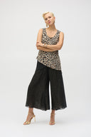Joseph Ribkoff Beige/Black Animal Print Reversible Culotte Pants Style 252156