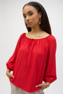 Joseph Ribkoff Off-Shoulder Eggshell Flared Top Style 252159