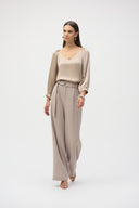 Joseph Ribkoff Dune Satin V-Neck Straight Top Style 252165