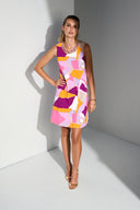 Joseph Ribkoff Vanilla/Multi Poplin Abstract Print Trapeze Dress Style 252169